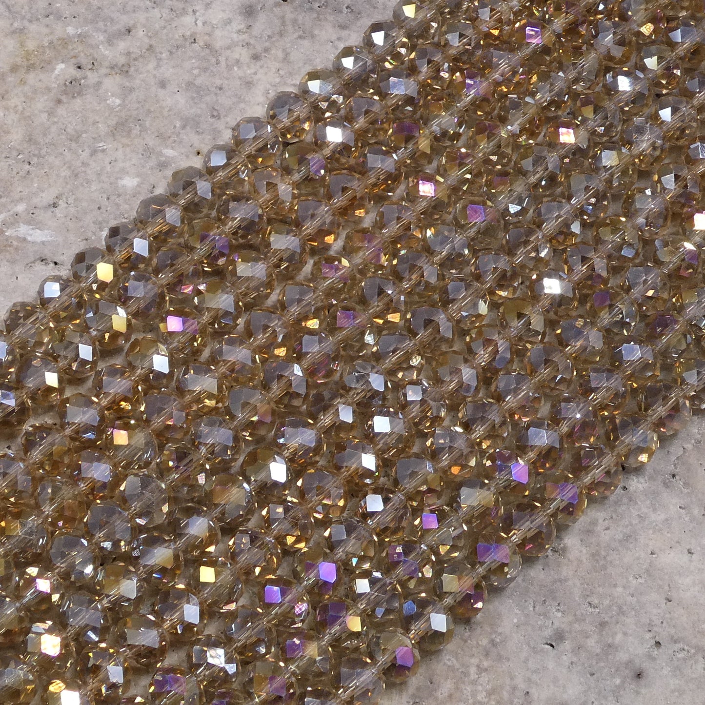 Crystal Faceted Rondelle Light Smoked Topaz AB, 2mm 4mm 6mm 8mm