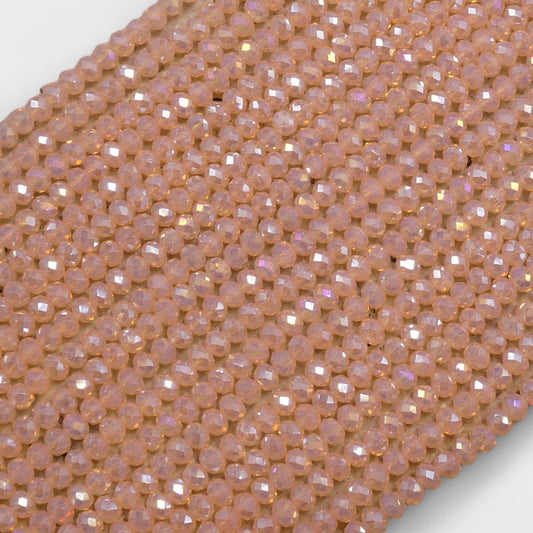 Crystal Faceted Rondelle Rose Peach AB, 2mm 4mm 6mm 8mm