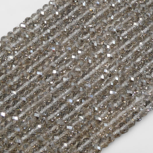 Crystal Faceted Rondelle Black Diamond AB, 2mm 4mm 6mm 8mm