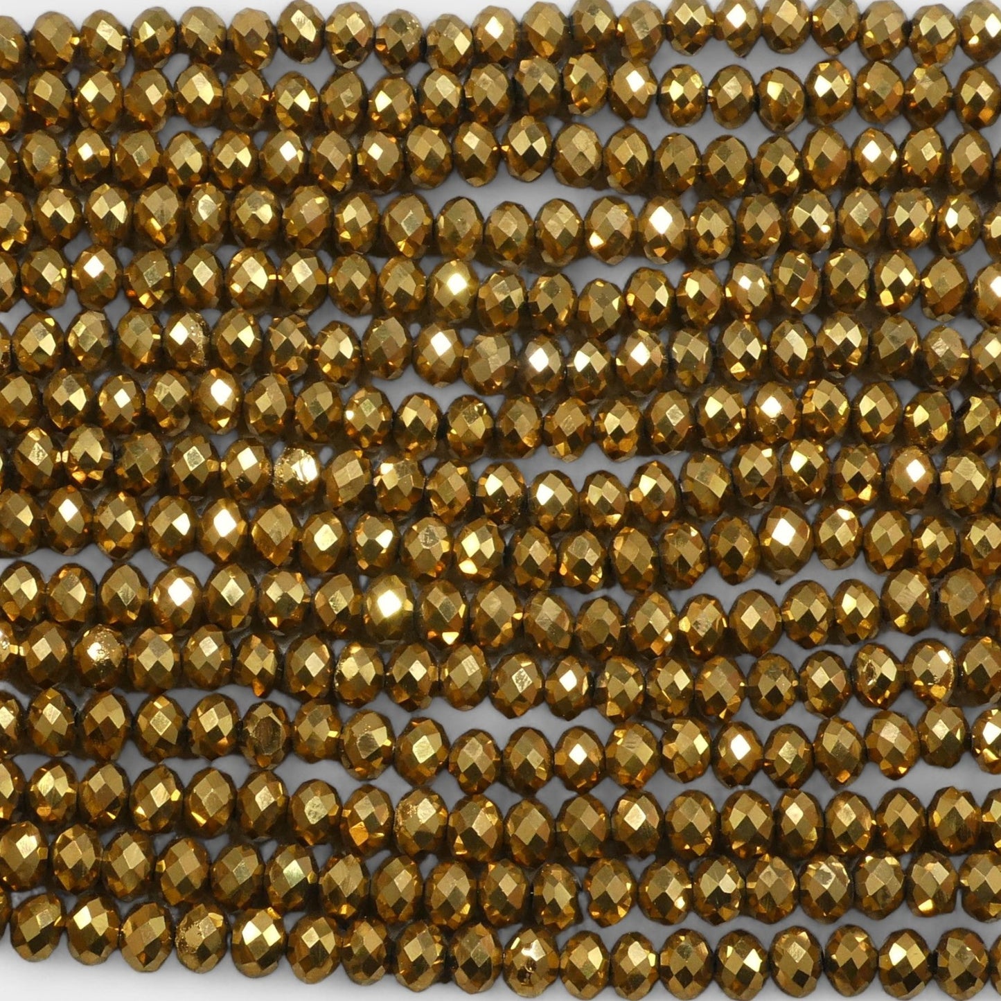 Crystal Faceted Rondelle Metallic Gold, 2mm 4mm 6mm 8mm