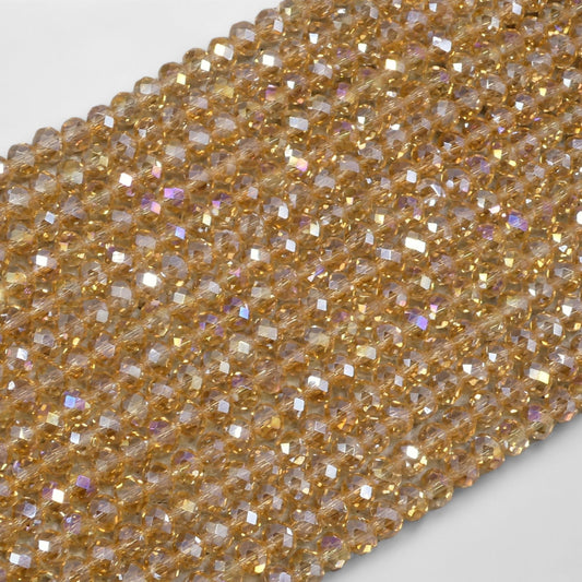Crystal Faceted Rondelle Light Colorado Topaz AB, 2mm 4mm 6mm 8mm