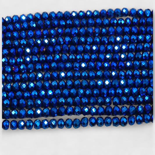 Crystal Faceted Rondelle Metallic Blue, 2mm 4mm 6mm 8mm