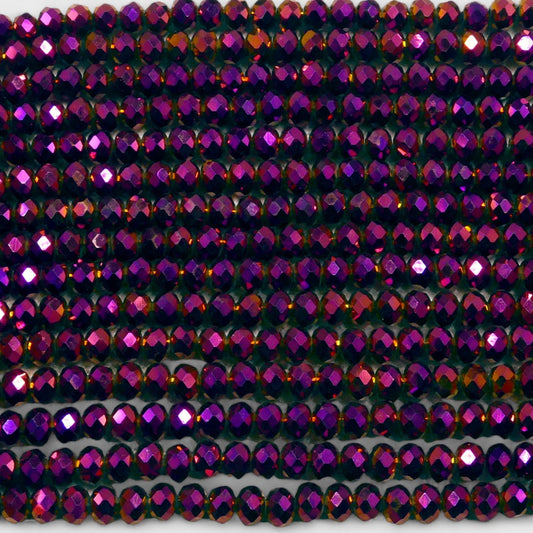 Crystal Faceted Rondelle Metallic Purple, 2mm 4mm 6mm 8mm