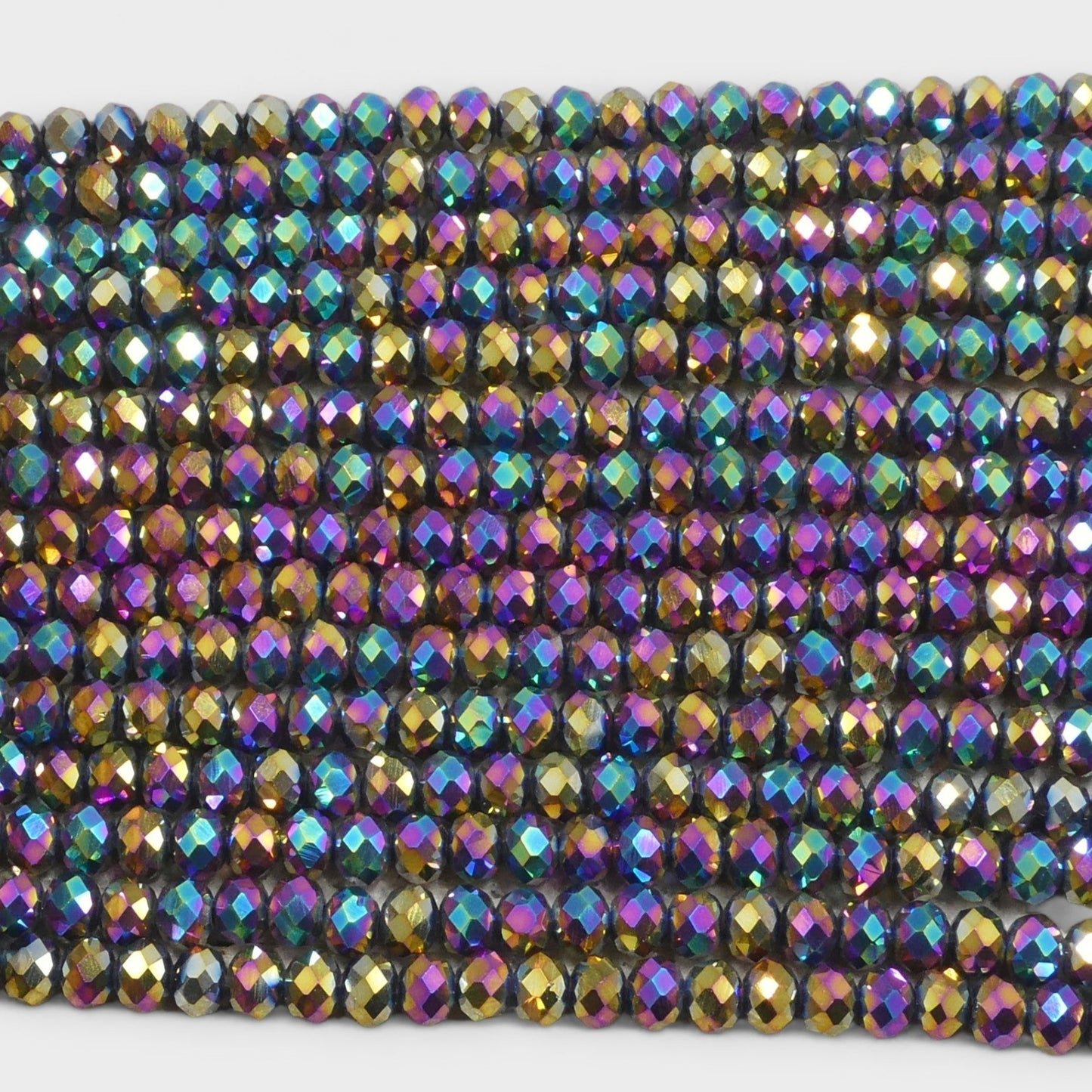Crystal Faceted Rondelle Metallic Rainbow, 2mm 4mm 6mm 8mm
