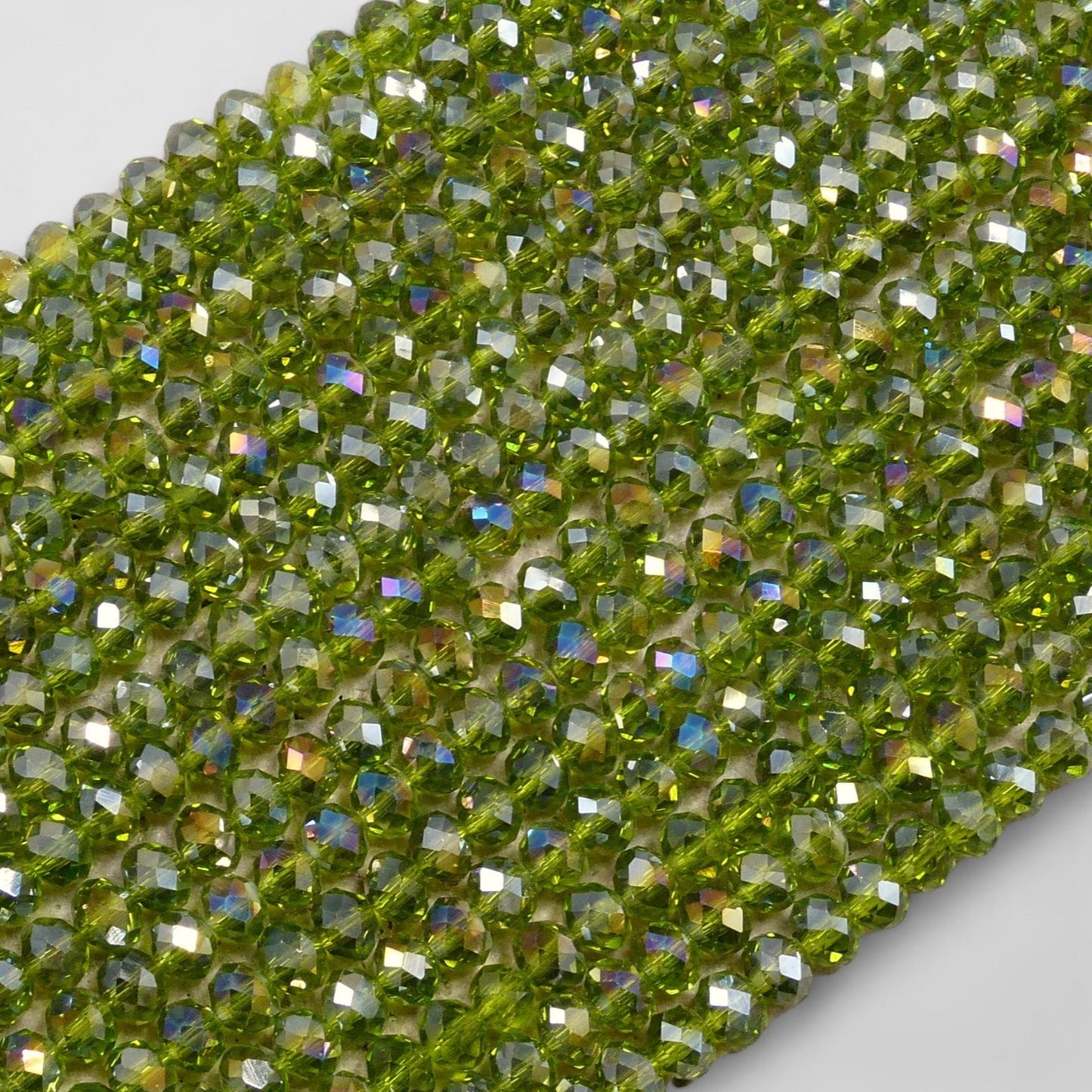 Crystal Faceted Rondelle Olivine Green AB, 2mm 4mm 6mm 8mm