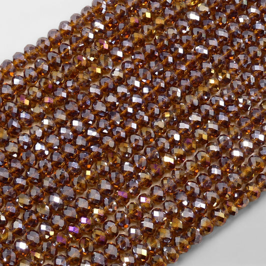 Crystal Faceted Rondelle Smoked Topaz AB, 2mm 4mm 6mm 8mm