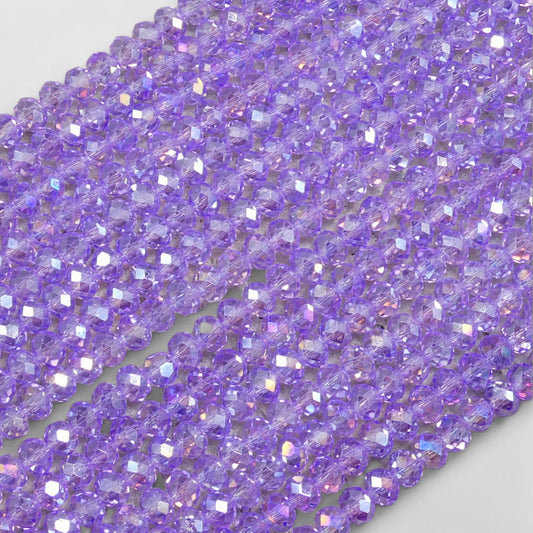 Crystal Faceted Rondelle Violet AB, 2mm 4mm 6mm 8mm