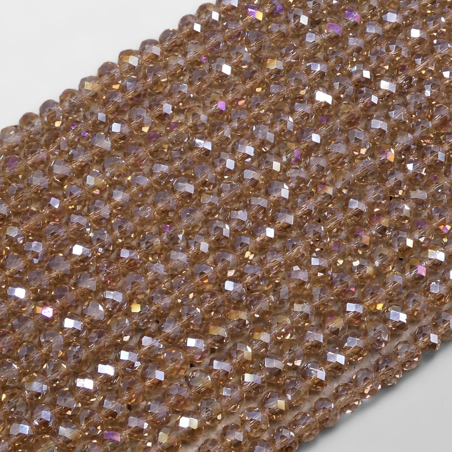 Crystal Faceted Rondelle Light Smoked Topaz AB, 2mm 4mm 6mm 8mm