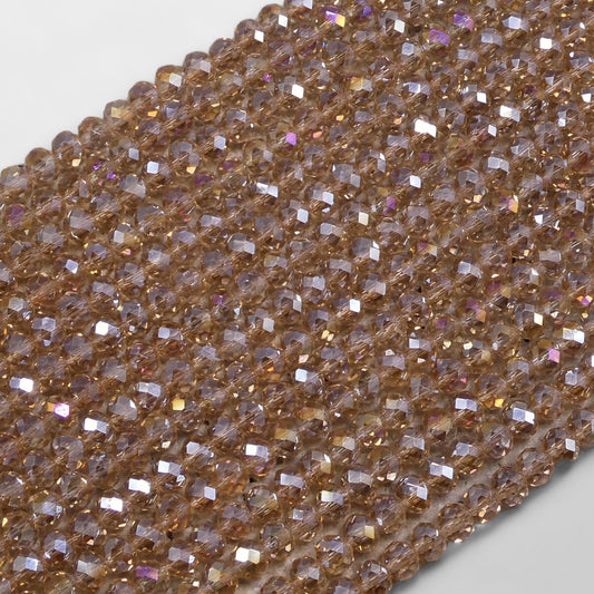 Crystal Faceted Rondelle Light Smoked Topaz AB, 2mm 4mm 6mm 8mm