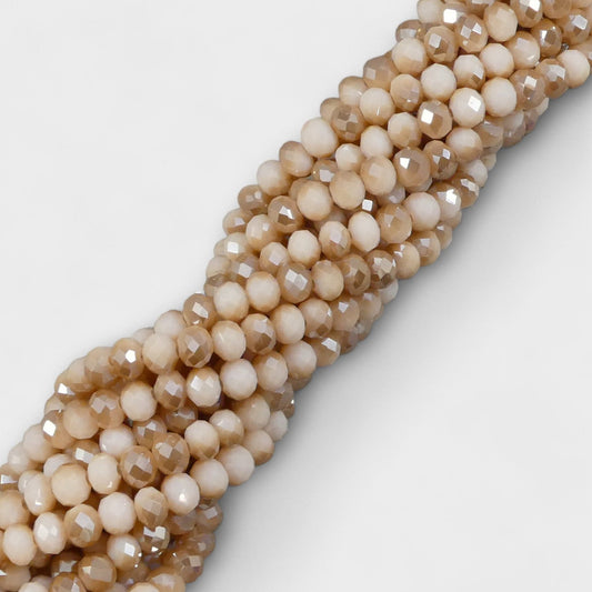 Crystal Faceted Rondelle Metallic Beige & Gold, 2mm 4mm 6mm 8mm