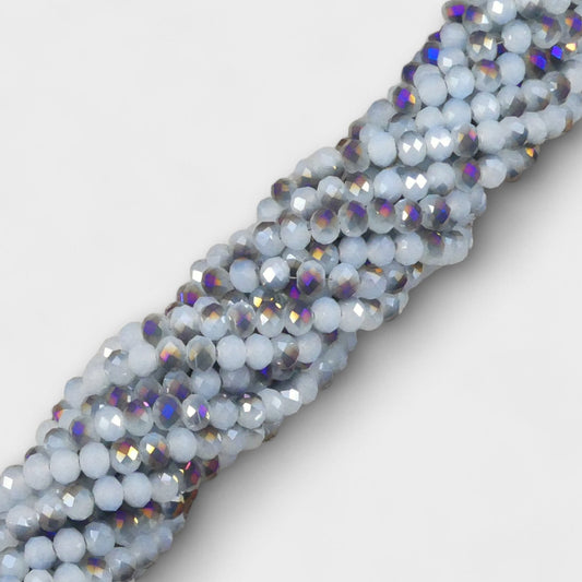 Crystal Faceted Rondelle Metallic Purple & White, 2mm 4mm 6mm 8mm