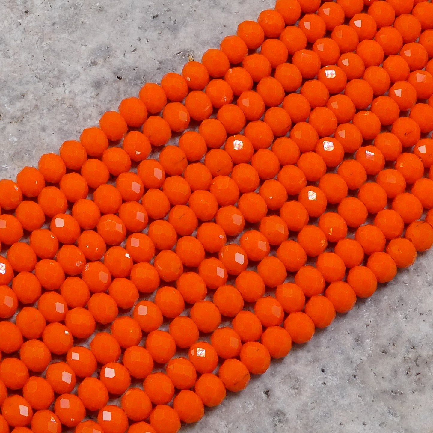 Crystal Faceted Rondelle Neon Orange, 2mm 4mm 6mm 8mm