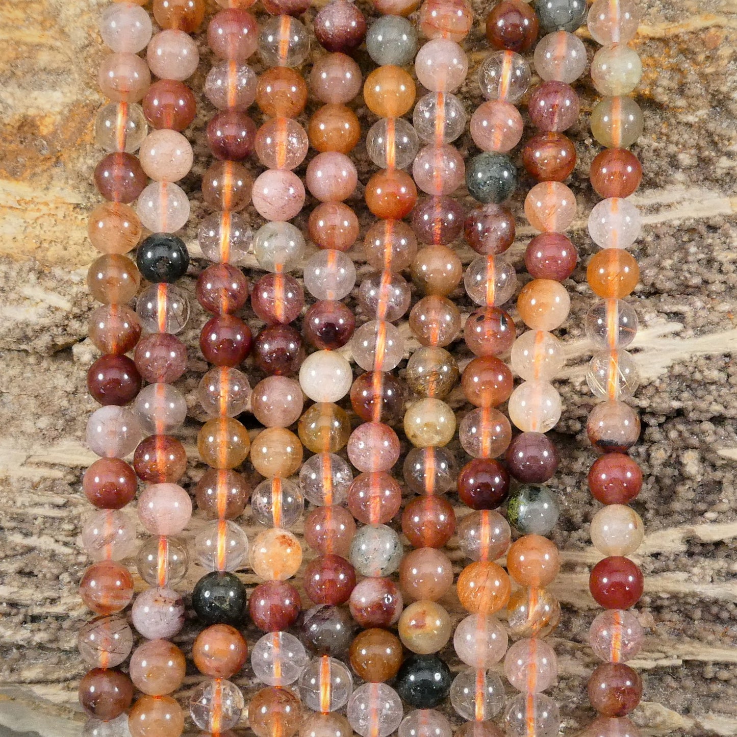 Mix Rutilated Quartz Round 6mm 8mm