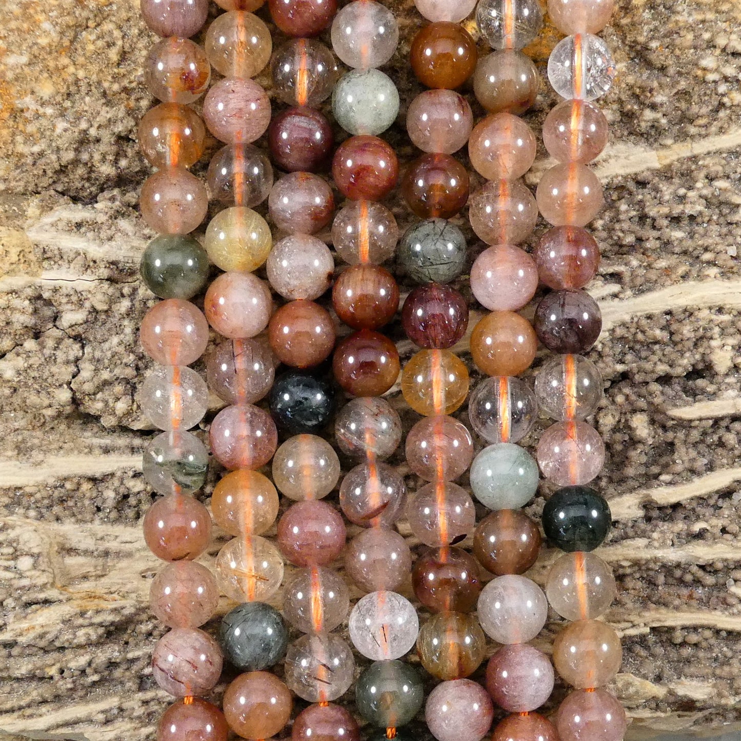 Mix Rutilated Quartz Round 6mm 8mm