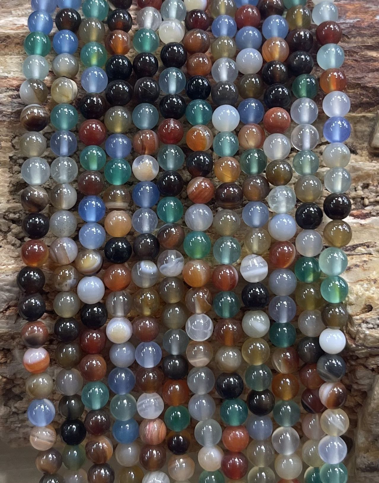 Multi Color Agate Round 4mm