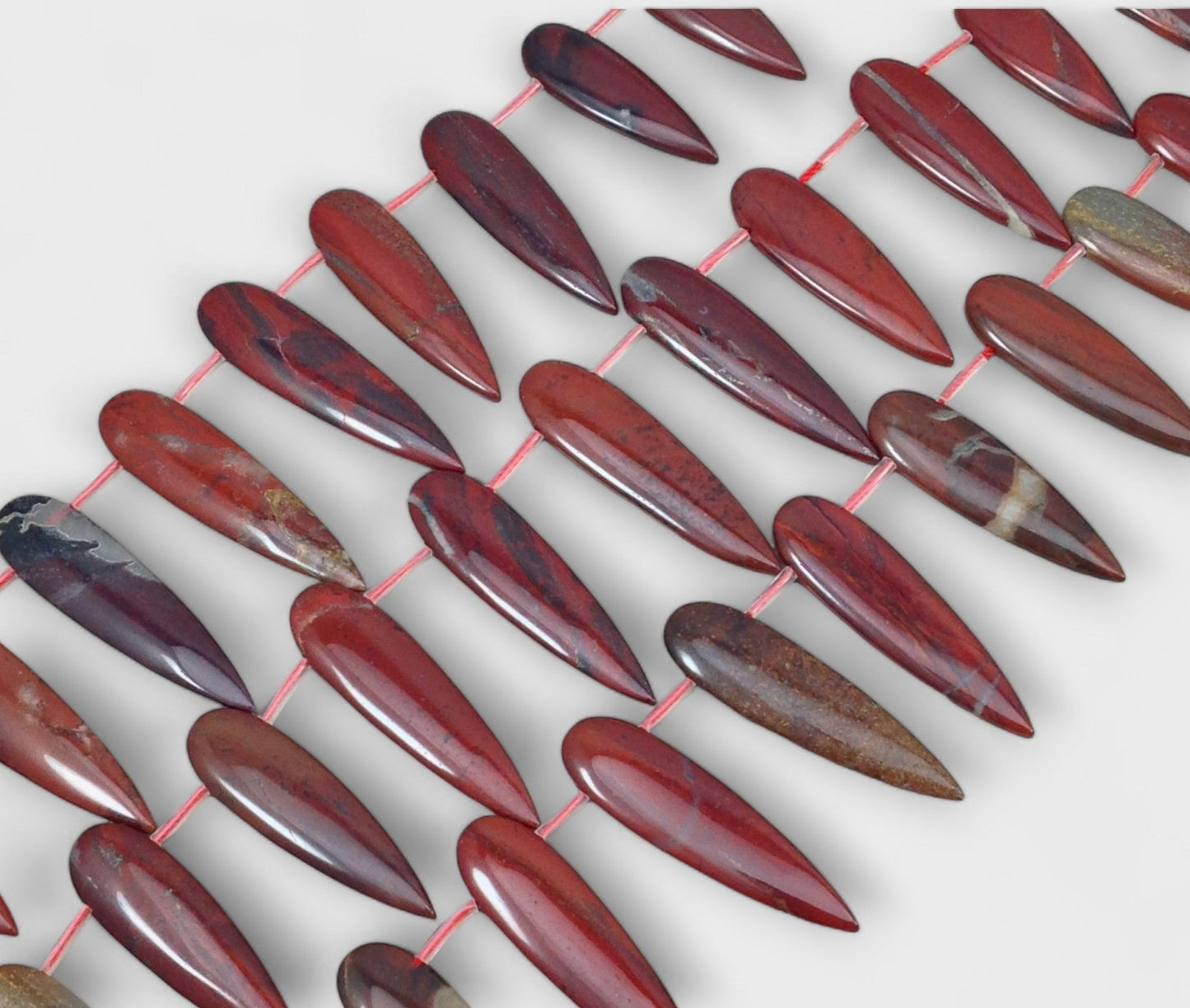 Apple Jasper aka Red Jasper 11.5-26mm - 13x48mm Graduated Top Drilled Flipped Teardrop