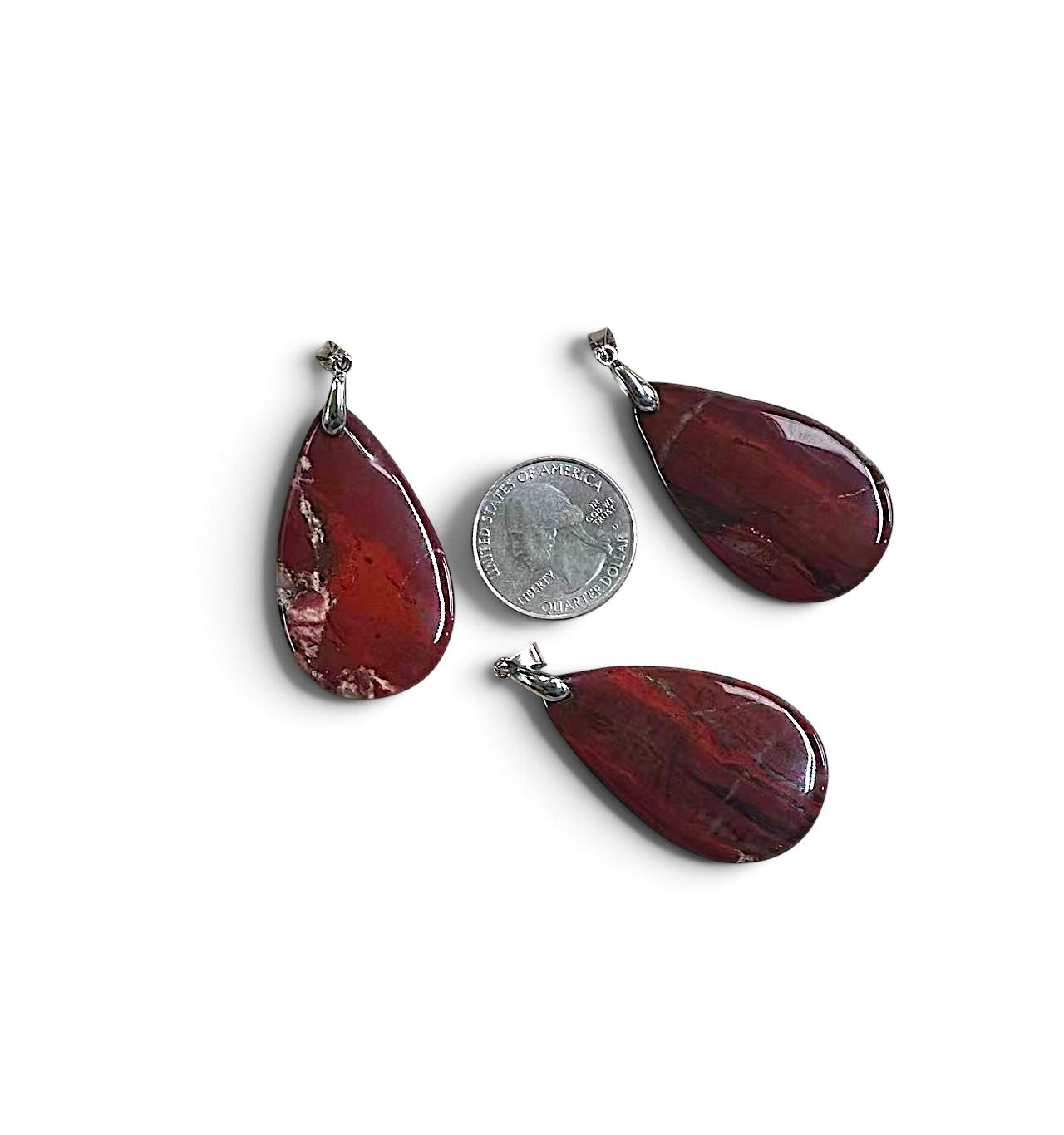 Apple Jasper, Teardrop Pendant 26x44mm