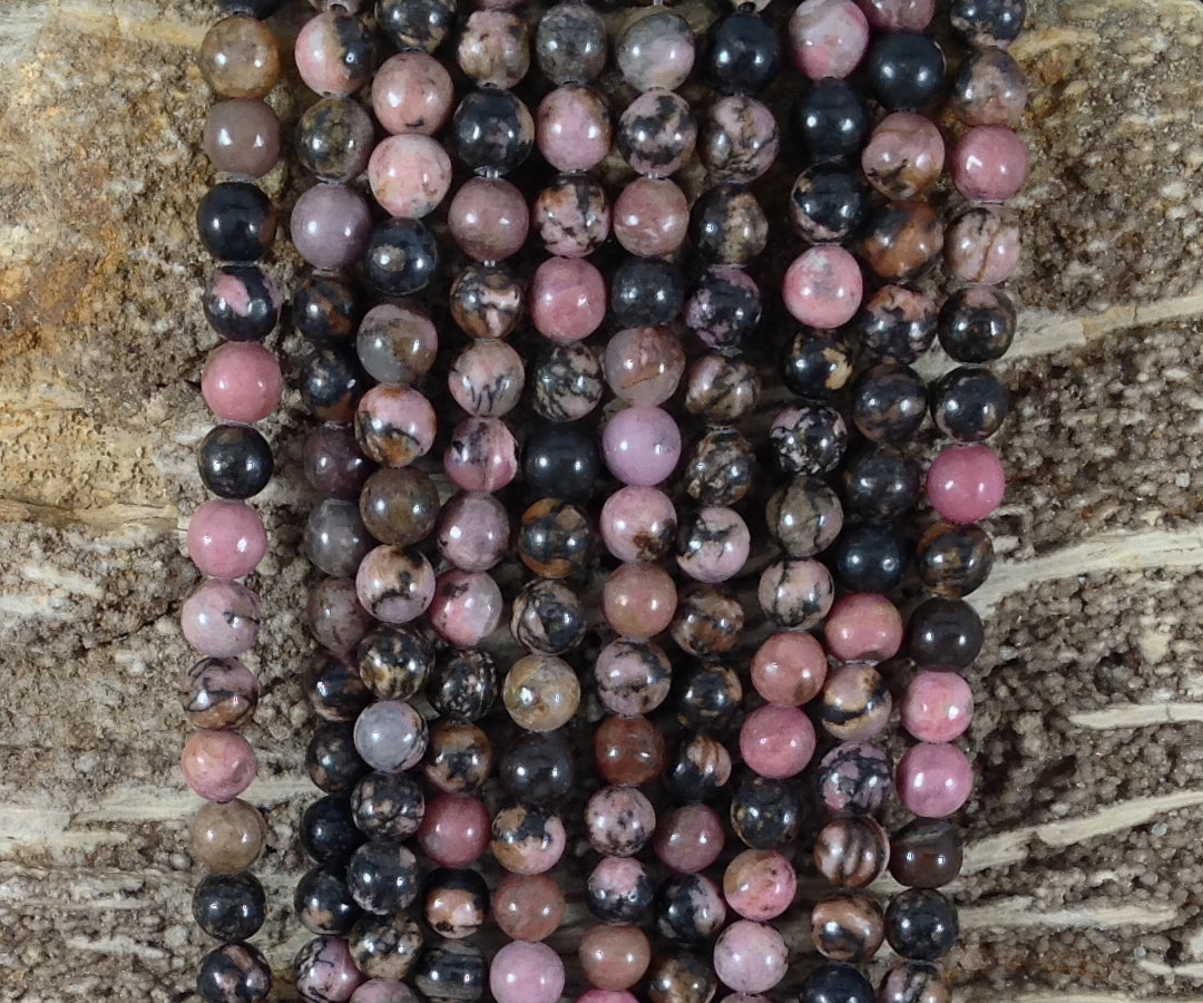 Black Rhodonite Round 6mm 8mm