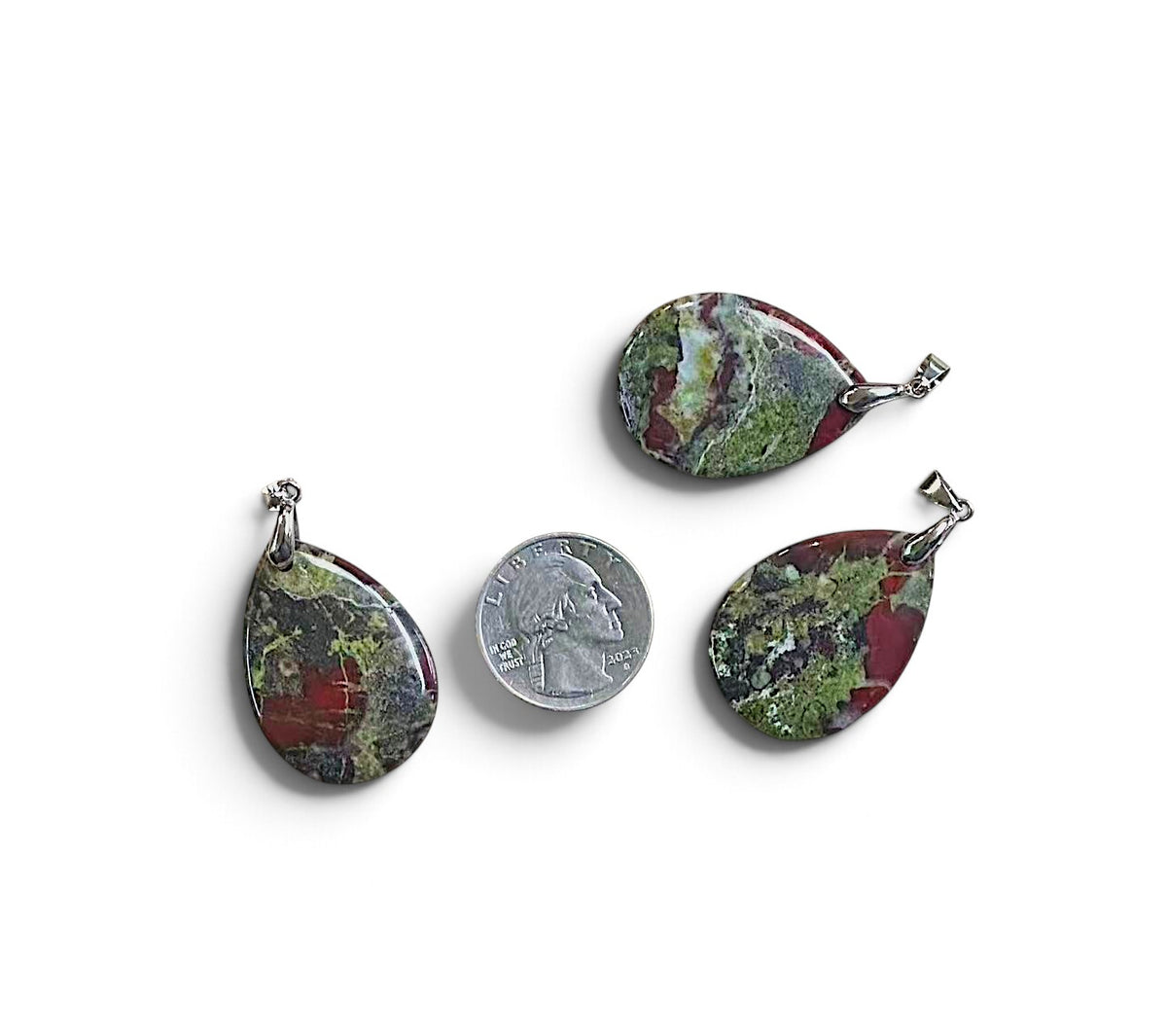 Dragon Bloodstone Teardrop Shape Pendant, 25x34mm