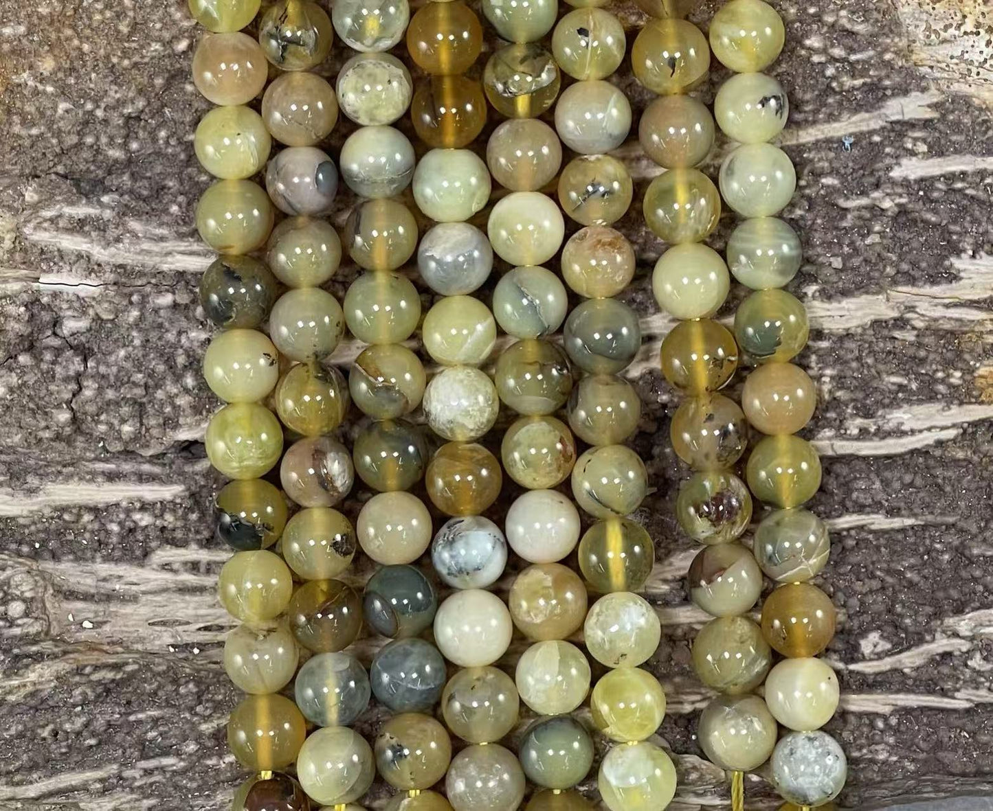 Dendritic Yellow Opal Round 6mm 8mm