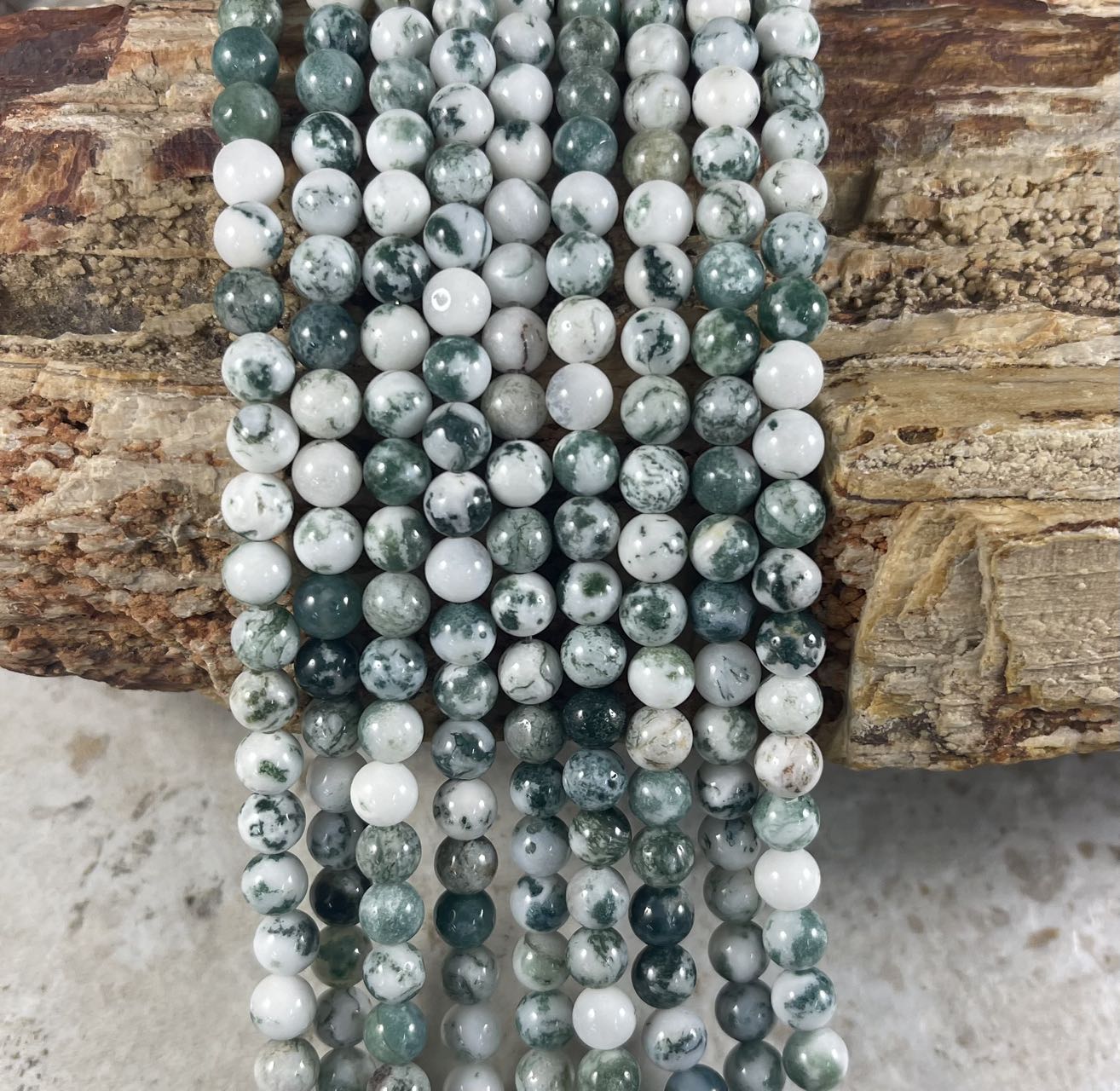 Dendritic Tree Moss Agate Round 6mm