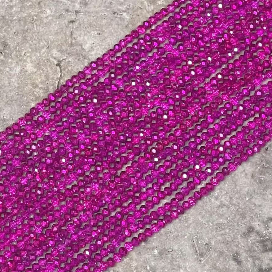 Crystal Faceted Rondelle Fuchsia & Metallic, 2mm 4mm 6mm 8mm