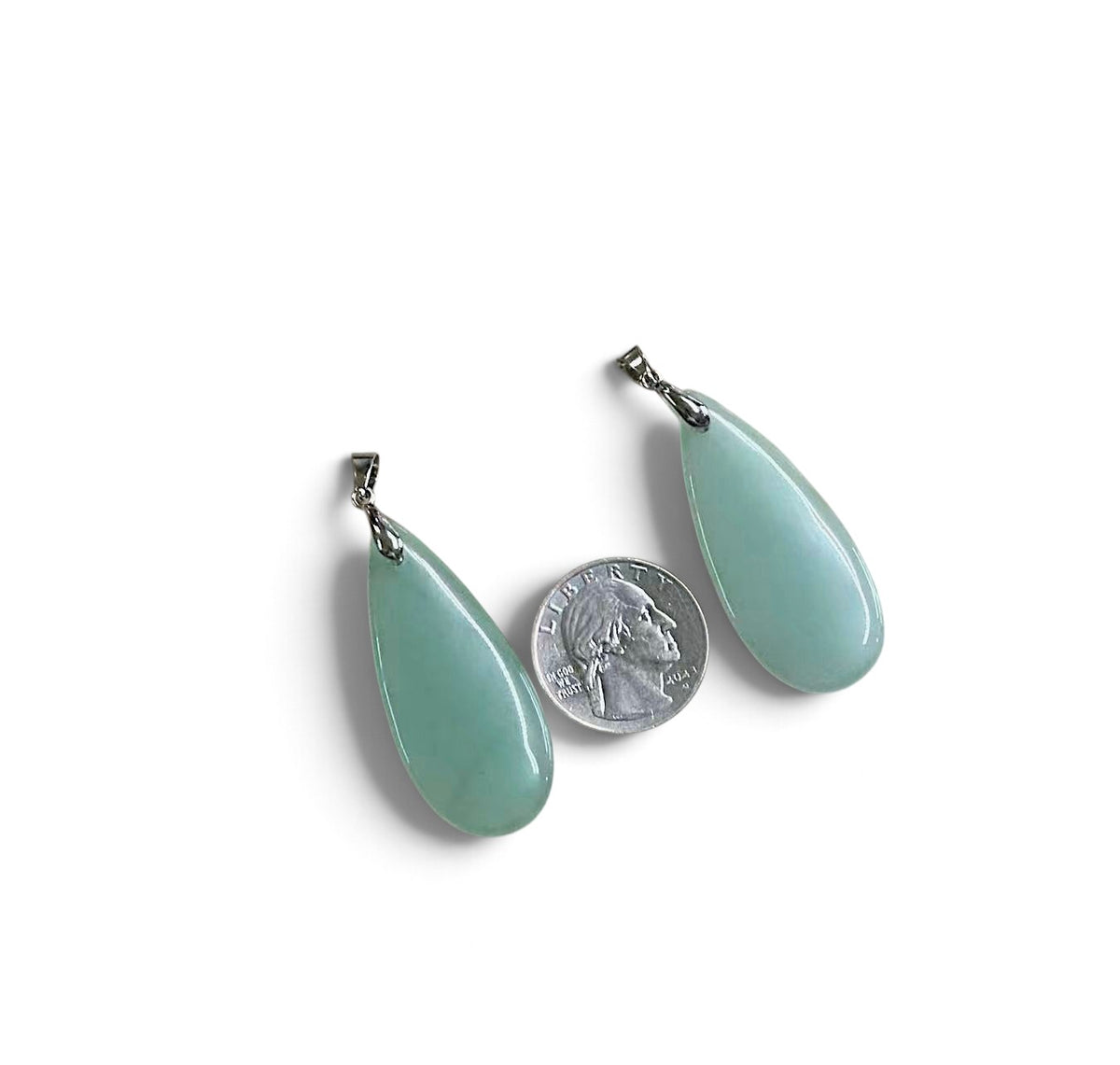 Green Aventurine Long Thin Teardrop Shape Pendant, 19x46mm