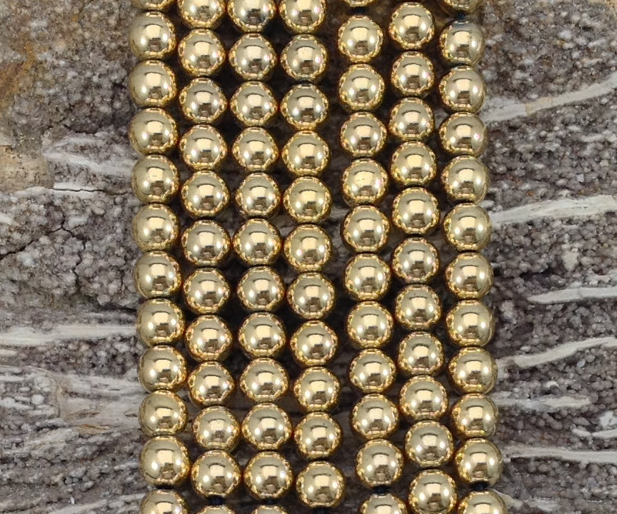 Gold Plated Hematite Round