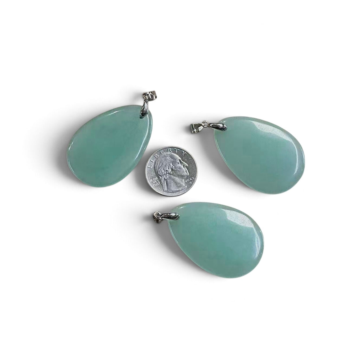 Green Aventurine Teardrop Shape Pendant, 31x46mm