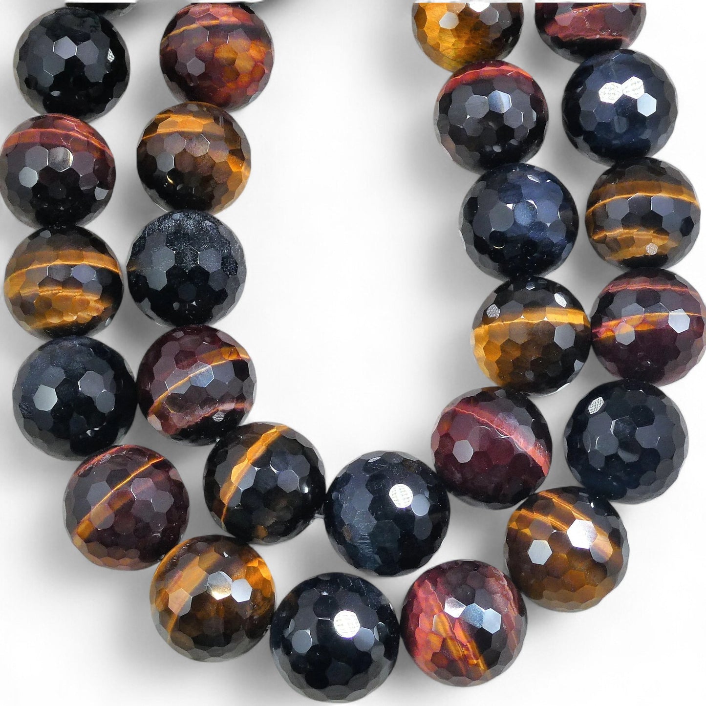 3 Color Tiger Eye Faceted Round AAA Grade 22mm Honeycomb Cut