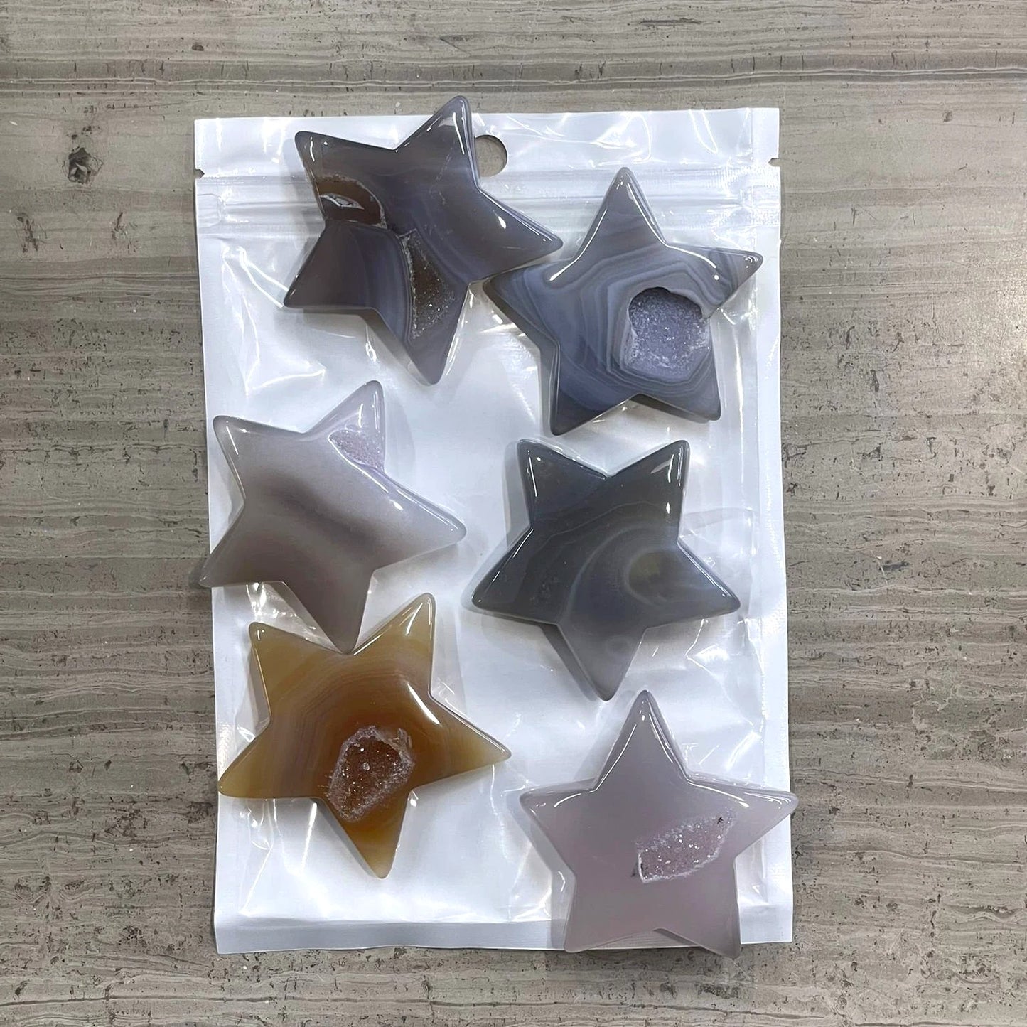 Natural Druzy Agate Star Carvings