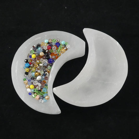 Selenite Crescent Moon Bowl 3.5in / 9cm Long (1 pc)