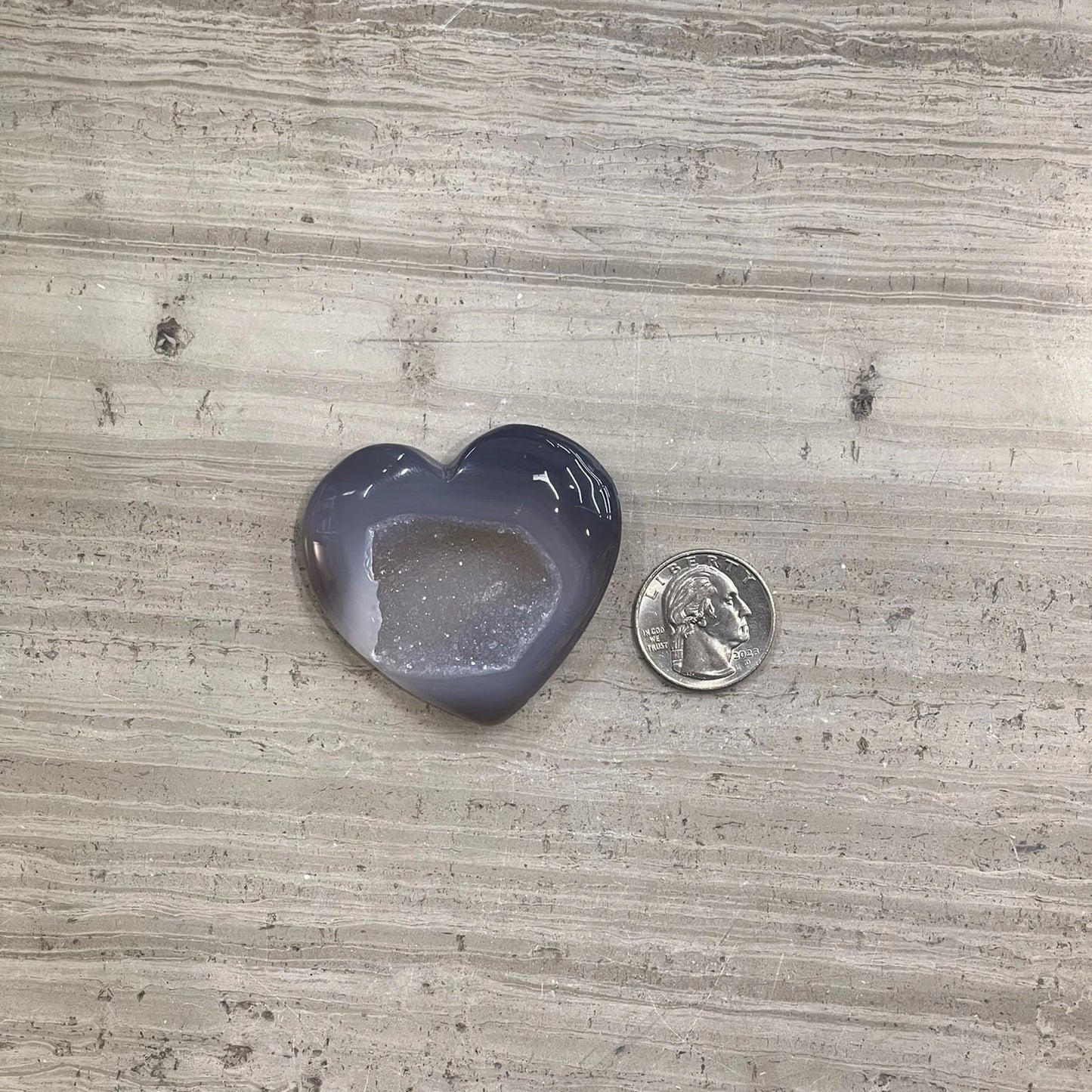 Natural Druzy Agate Heart Carvings