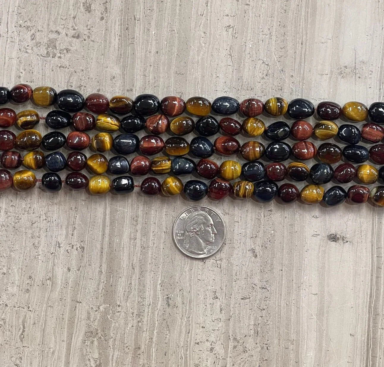 3-Color Tiger Eye AA Nugget Strands