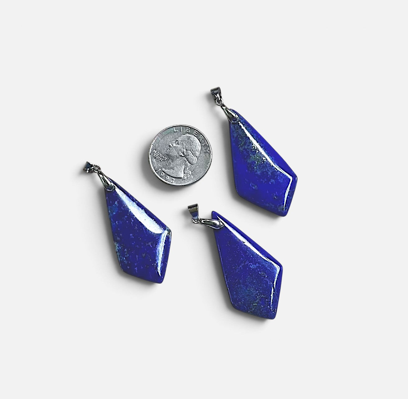 Natural Lapis Lazuli Irregular Rhombus Shape Pendant, 23x46mm