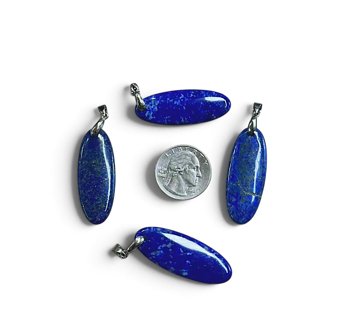 Natural Lapis Oval Shape Pendant, 16x42mm