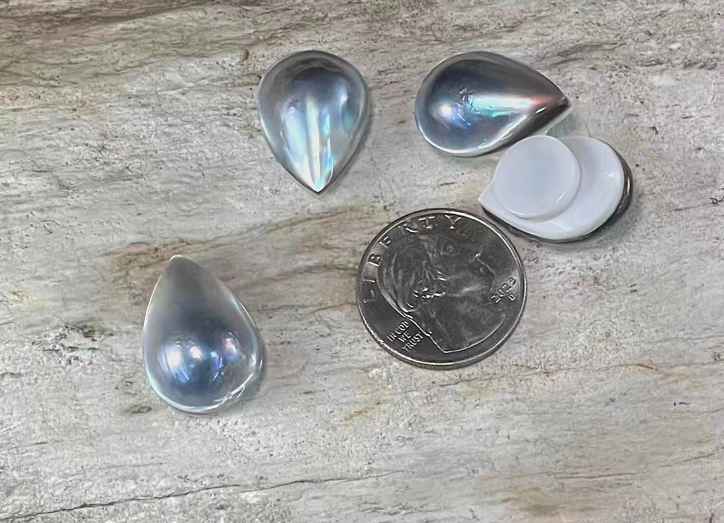 Mabe Pearl Earring, Teardrop & Heart Shape, Magnetic Earring clip on Non Pierced, Pair Earring, w/ Mother of Pearl Magnets clip Earrings