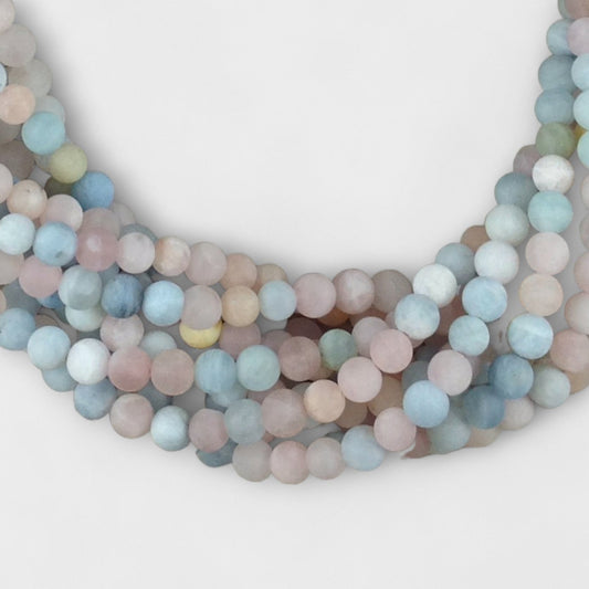 Matte Mix Beryl (Aquamarine & Morganite)Round