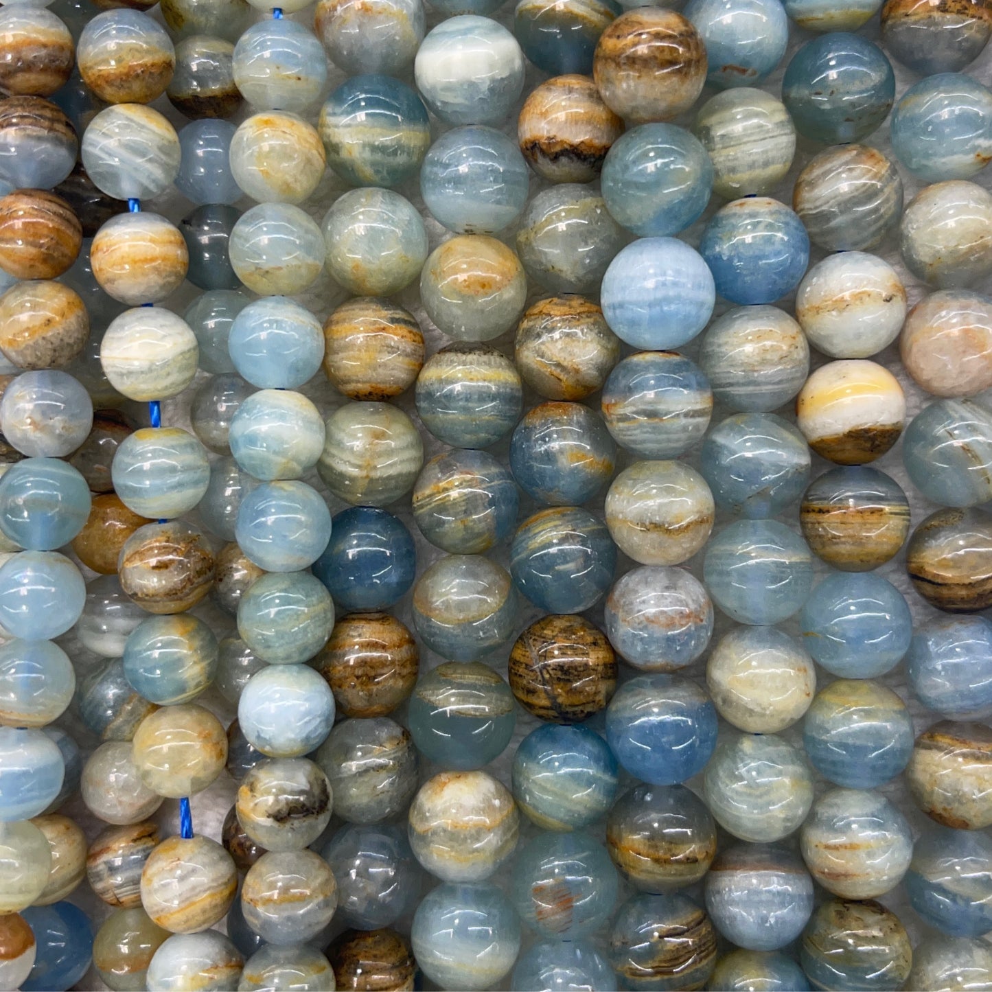 Lemurian Aquatine aka Blue Calcite, Blue Onyx, Round