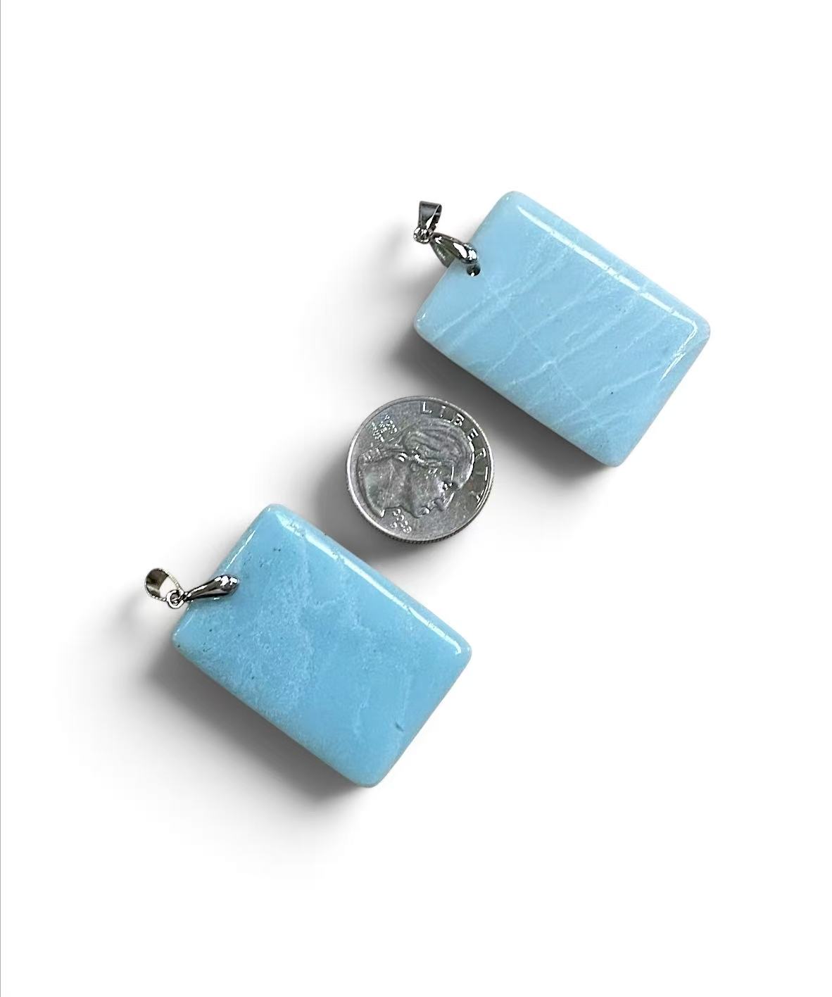 Amazonite Rectangle Shape Pendant, 35x42mm