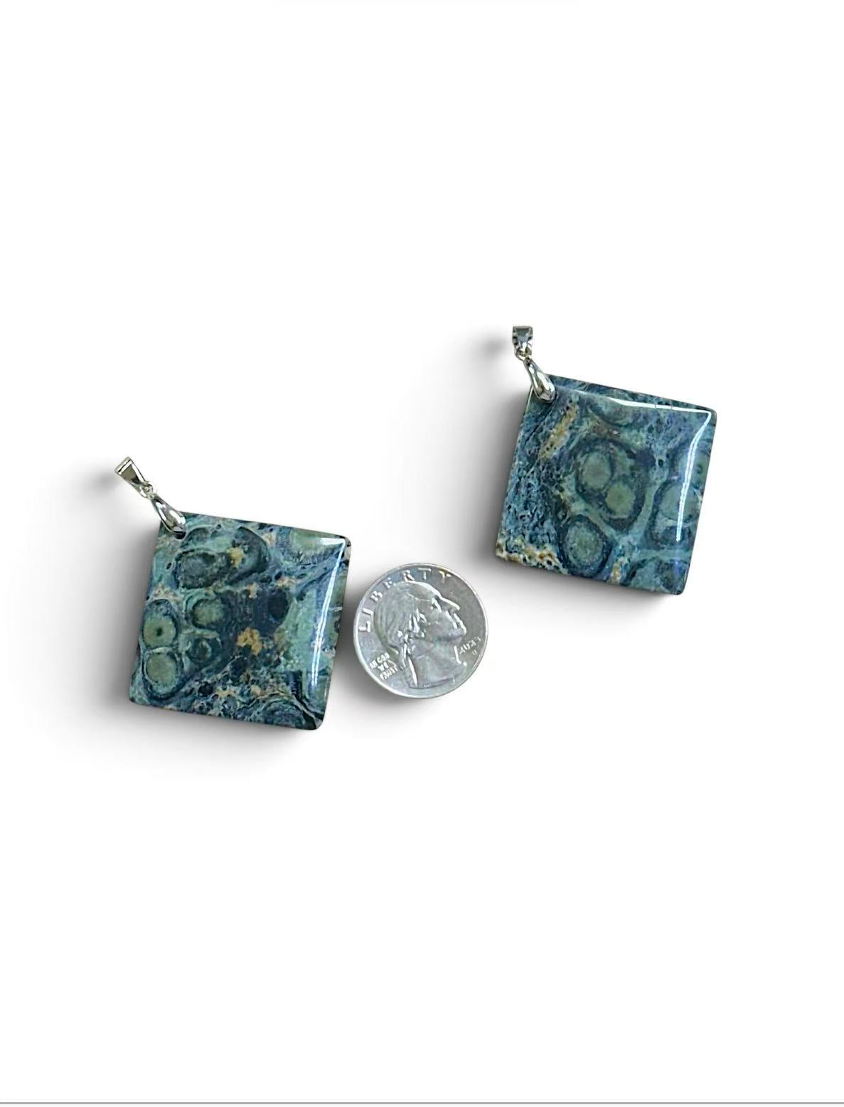 Kambaba Jasper Rhombus Shape Pendant 47x47mm