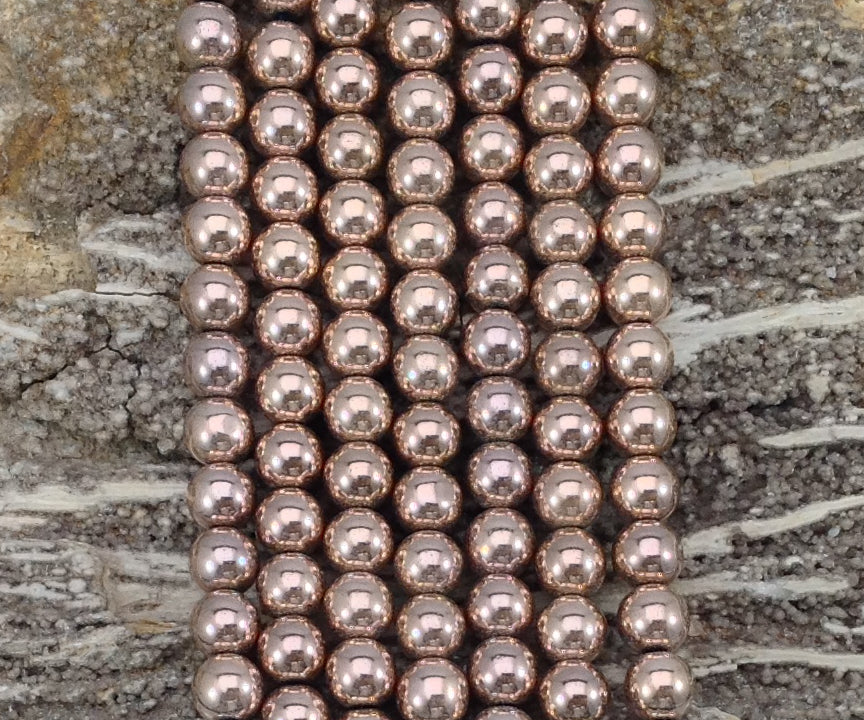 Rose Gold Plated Hematite Round