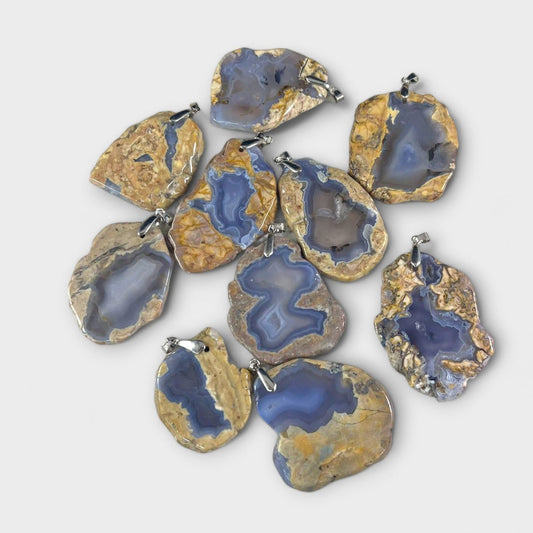 Skin on Blue Chalcedony Freeform Pendant