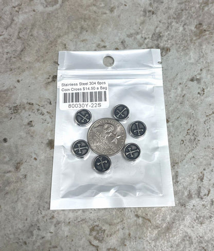 Stainless Steel 304, Coin Cross Shape Spacers, 10mm