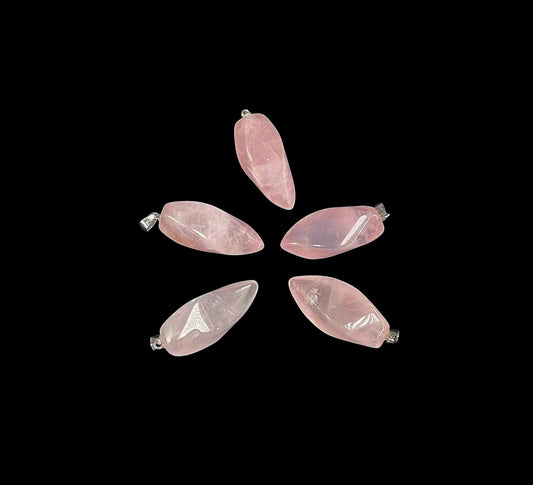 Rose Quartz, Twisted Point Pendant (1pc) 14-16mm x 38-40mm