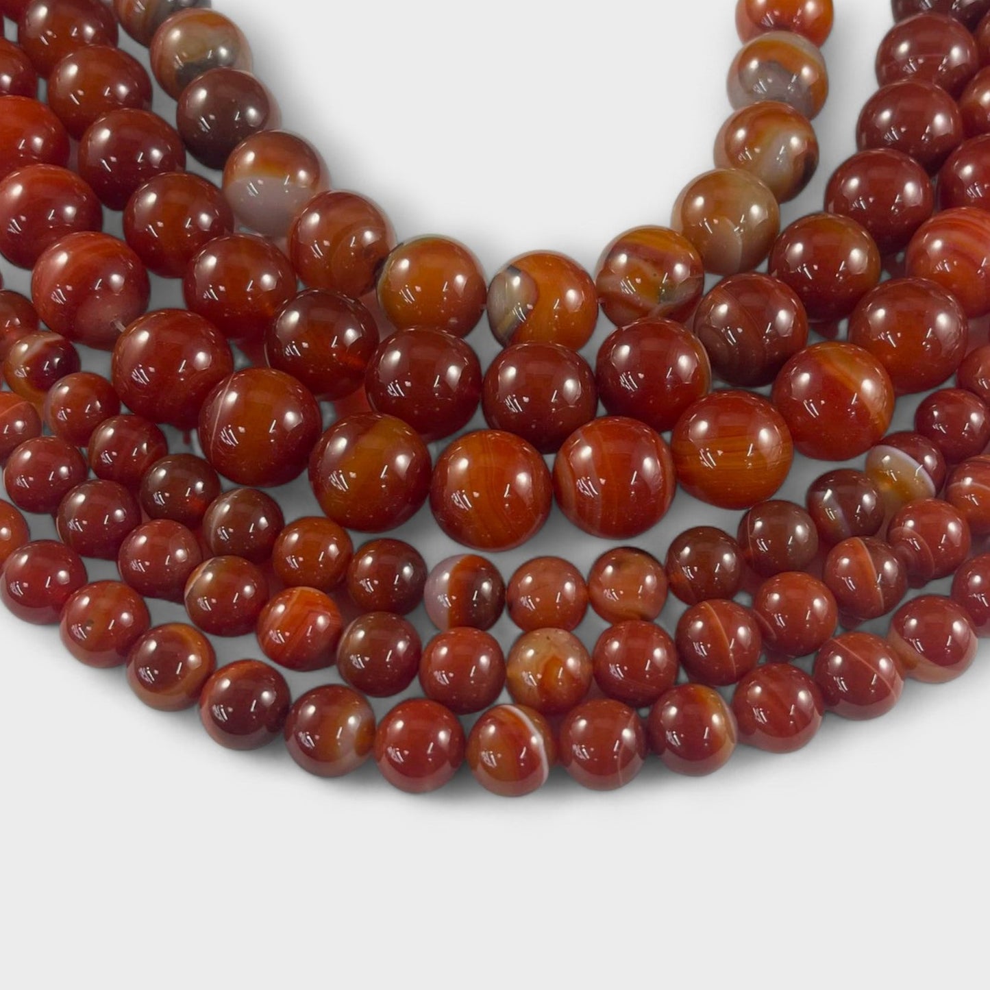 Carnelian aka Banded Agate, Round 12mm 18mm