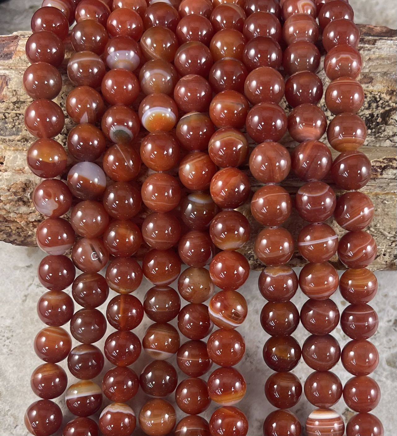 Carnelian aka Banded Agate, Round 12mm 18mm