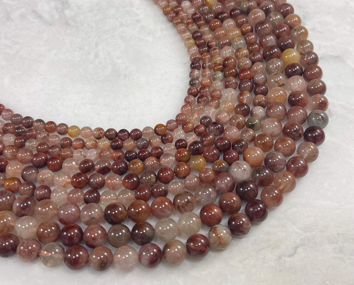 Red Copper Rutilated Quartz Round