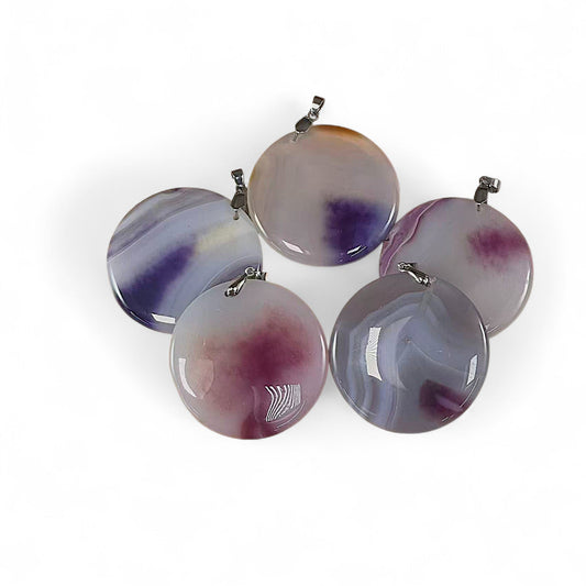 Gray Agate Dyed, round Coin shape Pendant, (1pc) 48-49mm