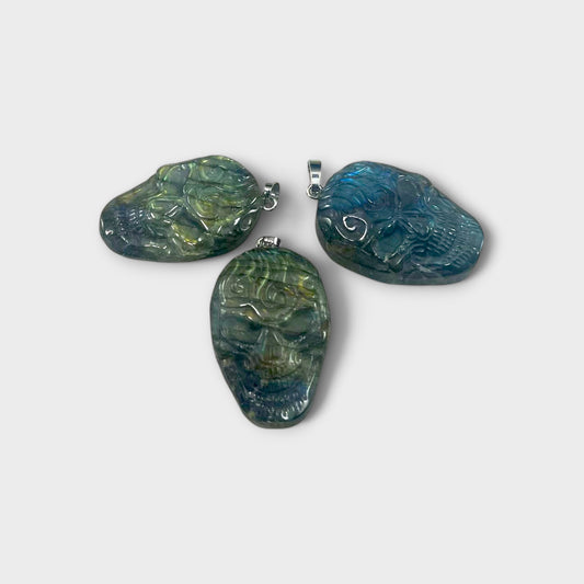 Labradorite, Skeleton Face Pendant, 24x37mm (1pc)